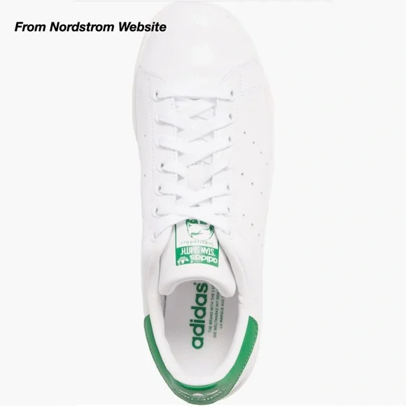 GUC: ADIDAS STAN SMITH SNEAKER IN WHITE AND FAIRWAY GREEN (5.5) - Picture 6 of 14